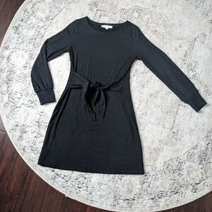 Loft black long sleeve tie waist mini dress
